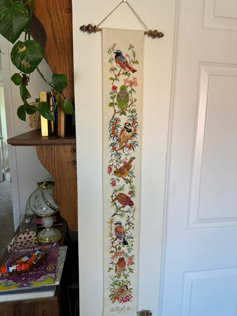 Birds on Branches Cross Stitch Art