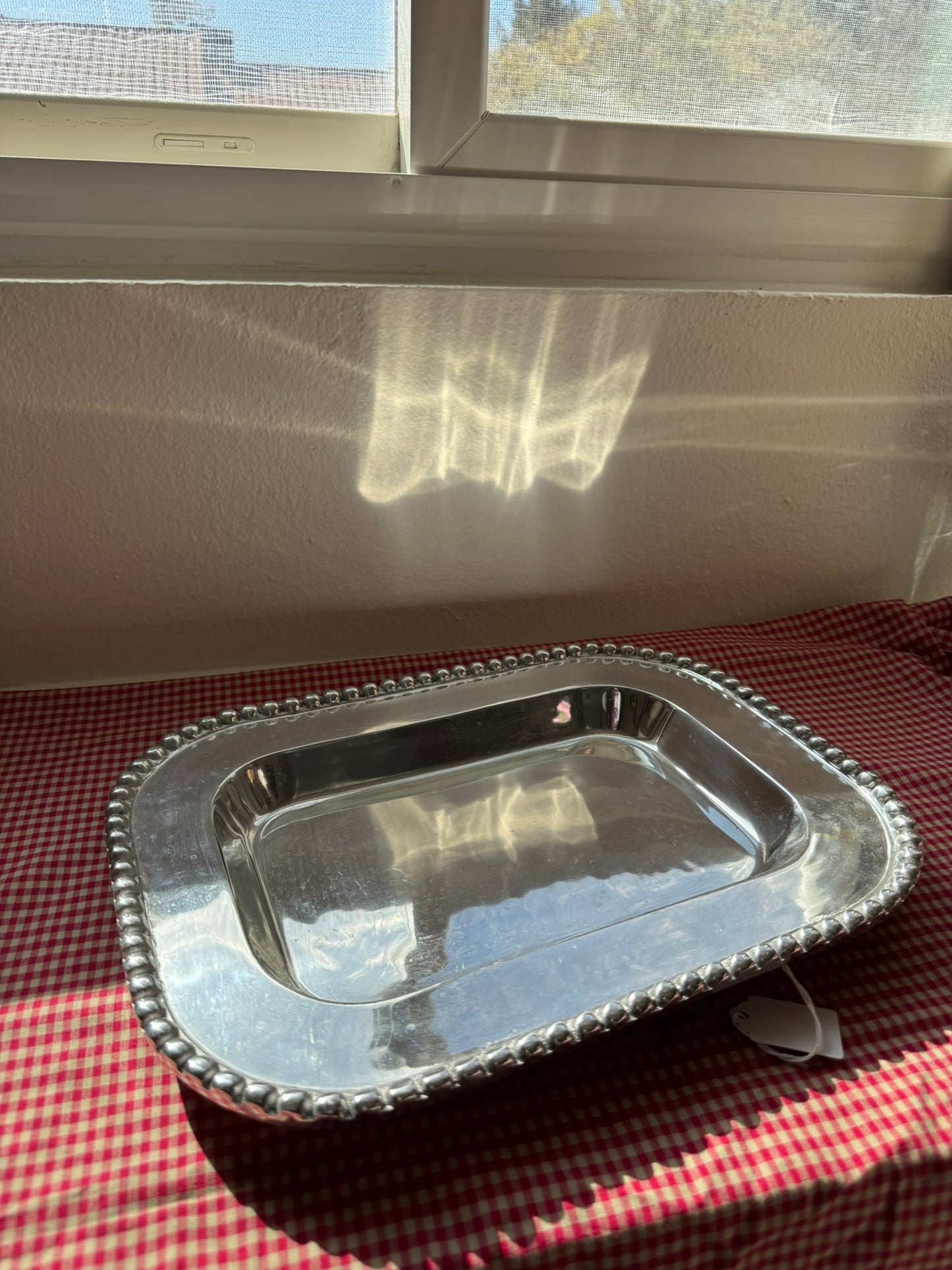 Silver Rectangle Beaded Serving Platter