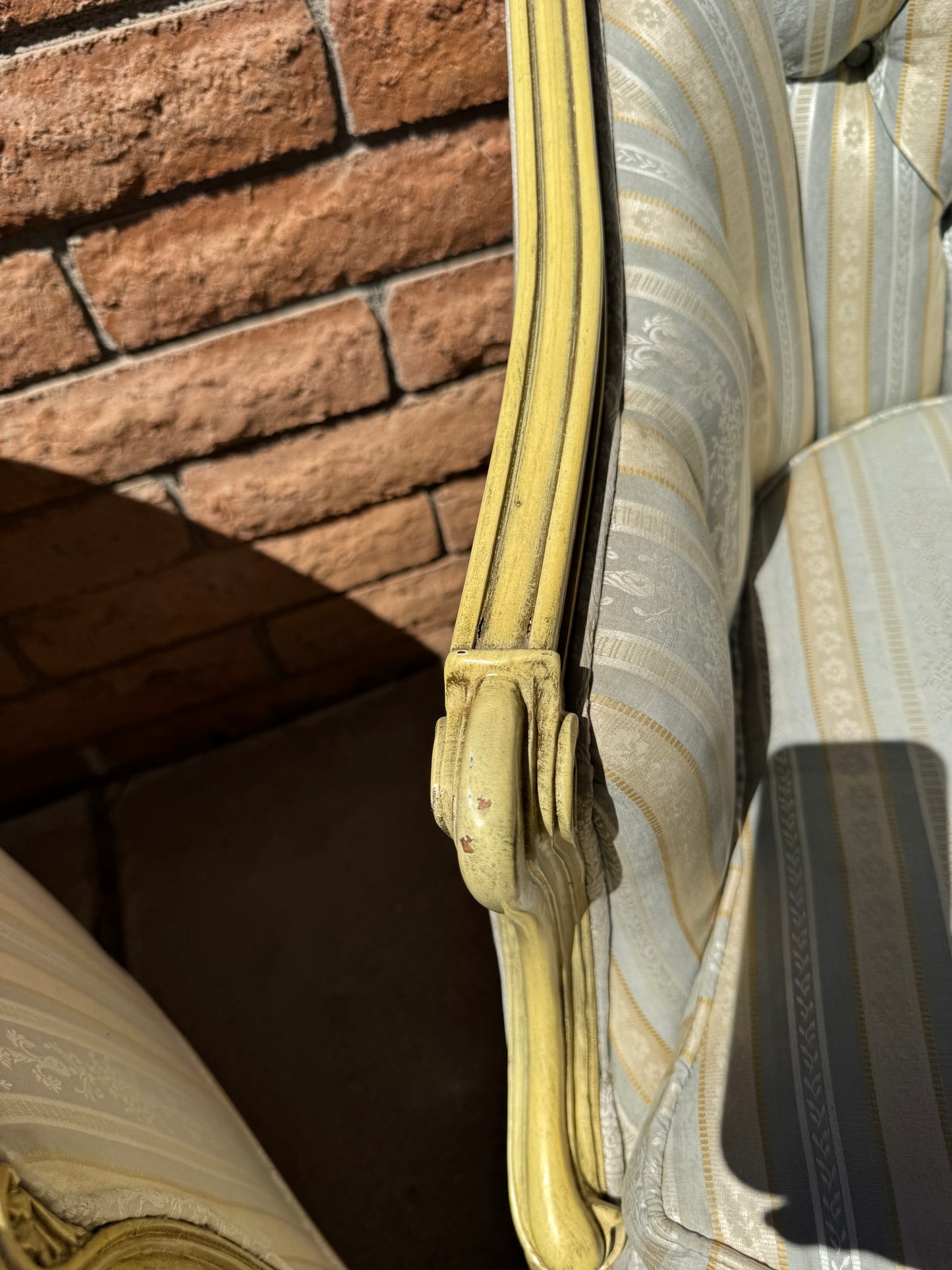 Vintage Yellow & Blue Striped Barrel Chairs