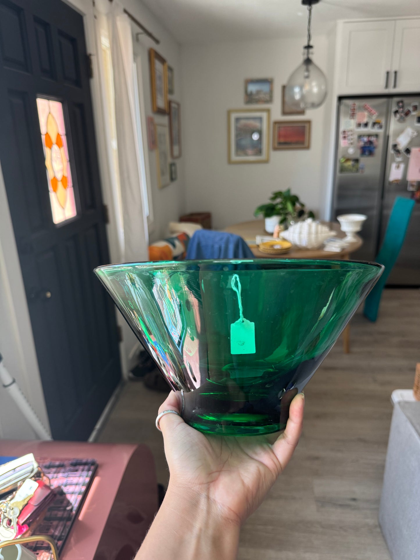 Green Glass Serving Bowl