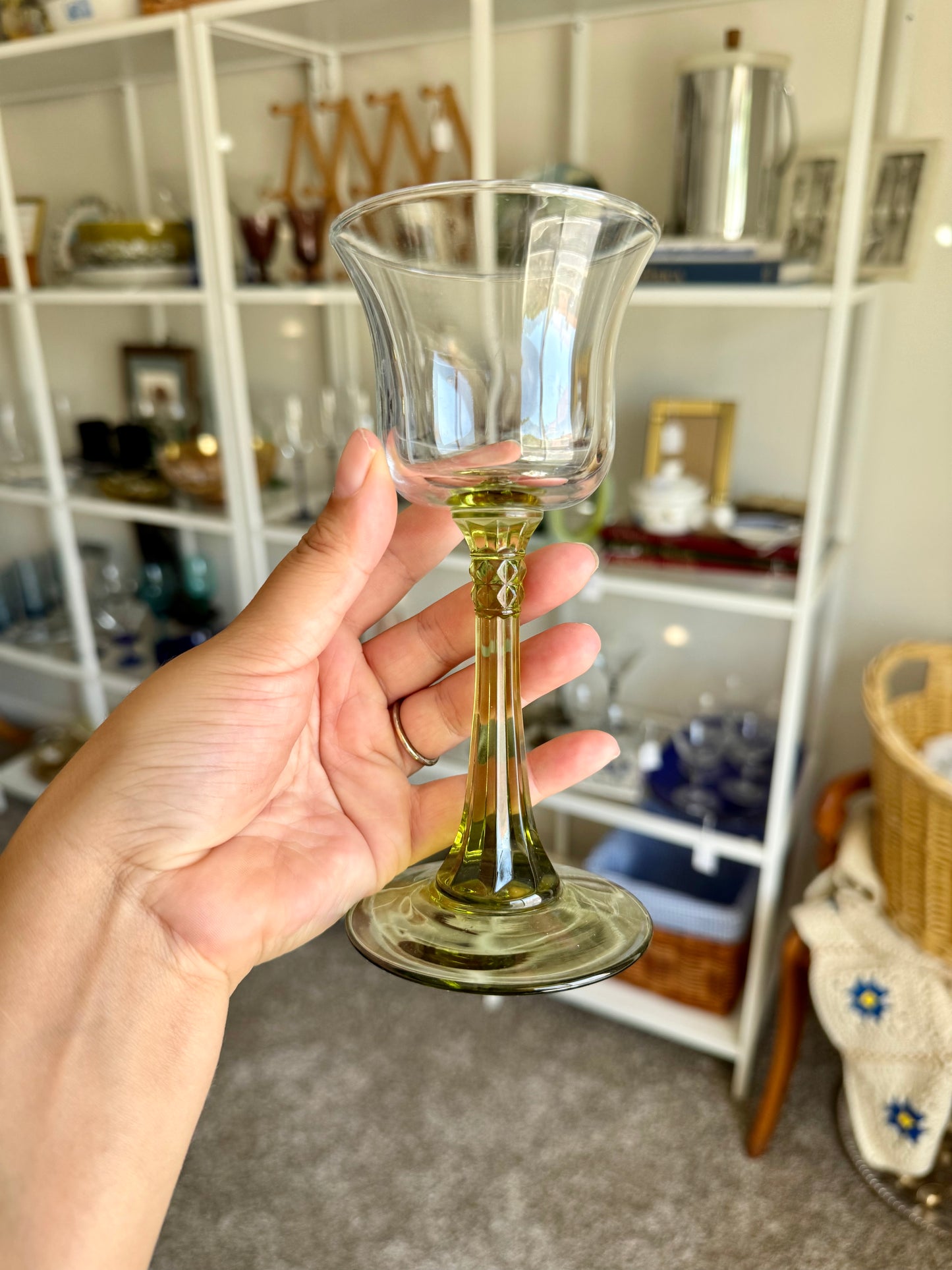 Vintage PartyLite Radiant Glow Green Stemmed Candle Holders