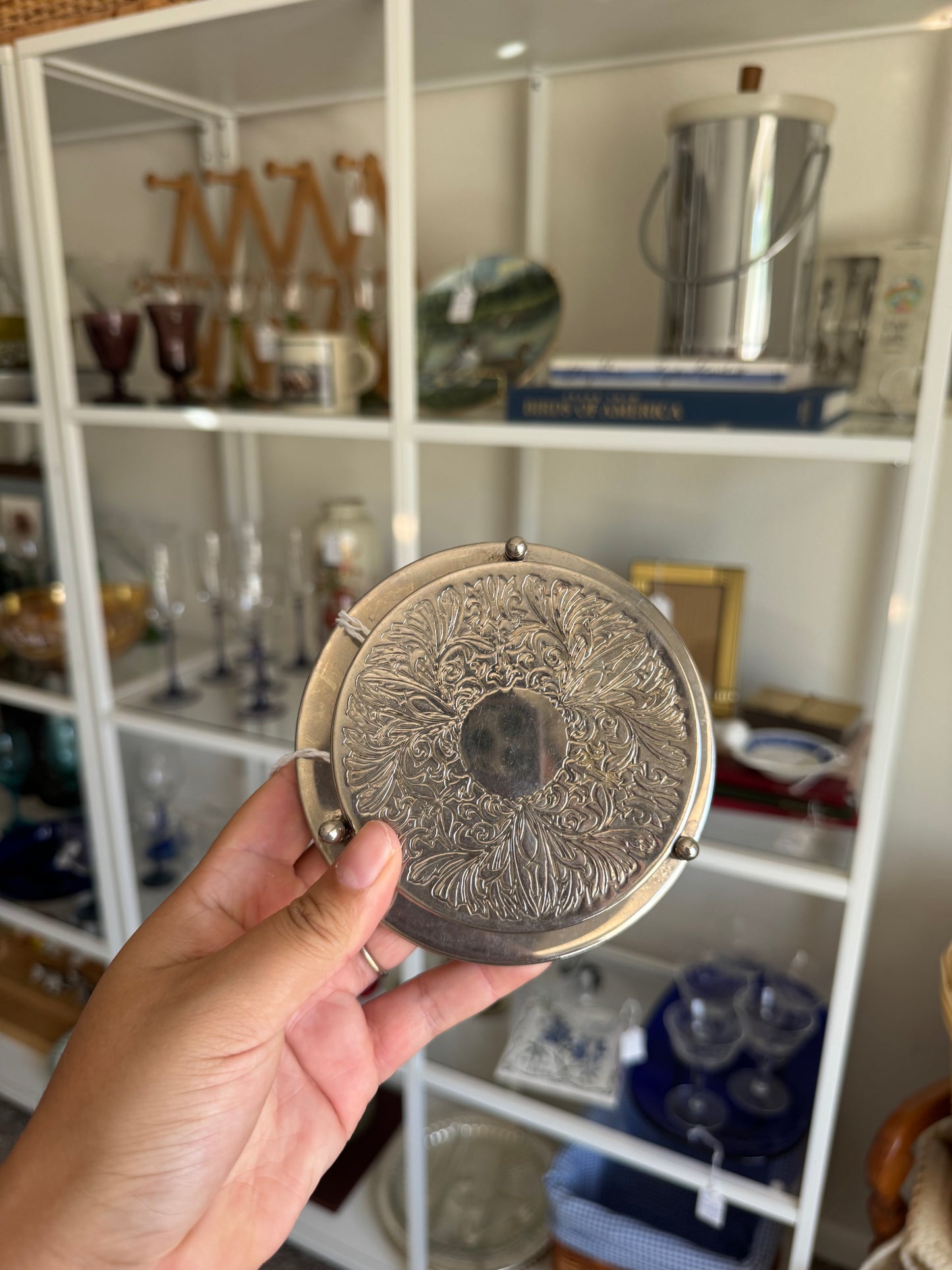 Silver Coaster Set & Holder