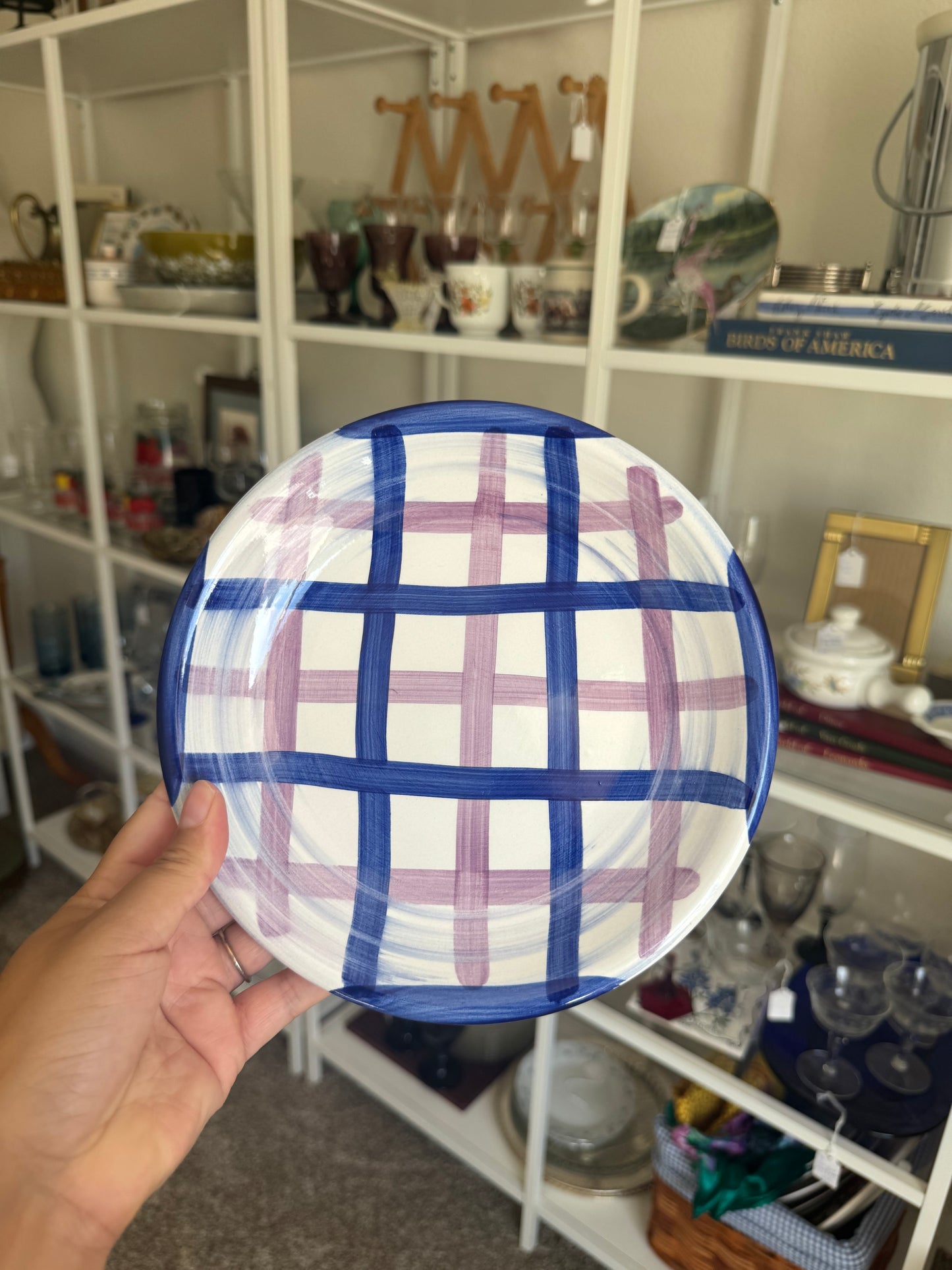 Gibson Purple & Blue Basket Weave Plates, Set of 6