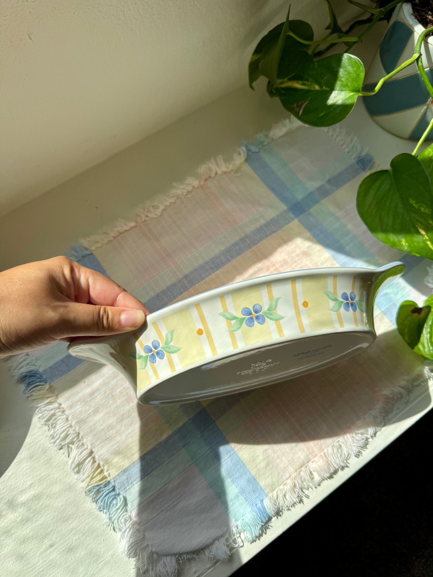Yellow & Blue Floral Baking Dish