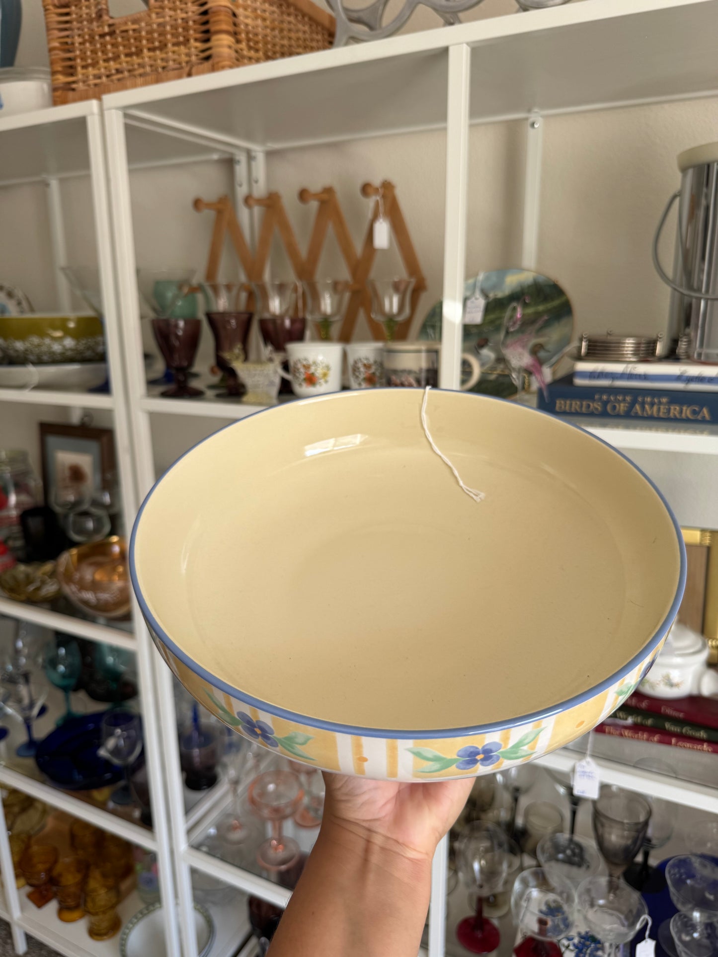 Yellow & Blue Floral Serving Bowl
