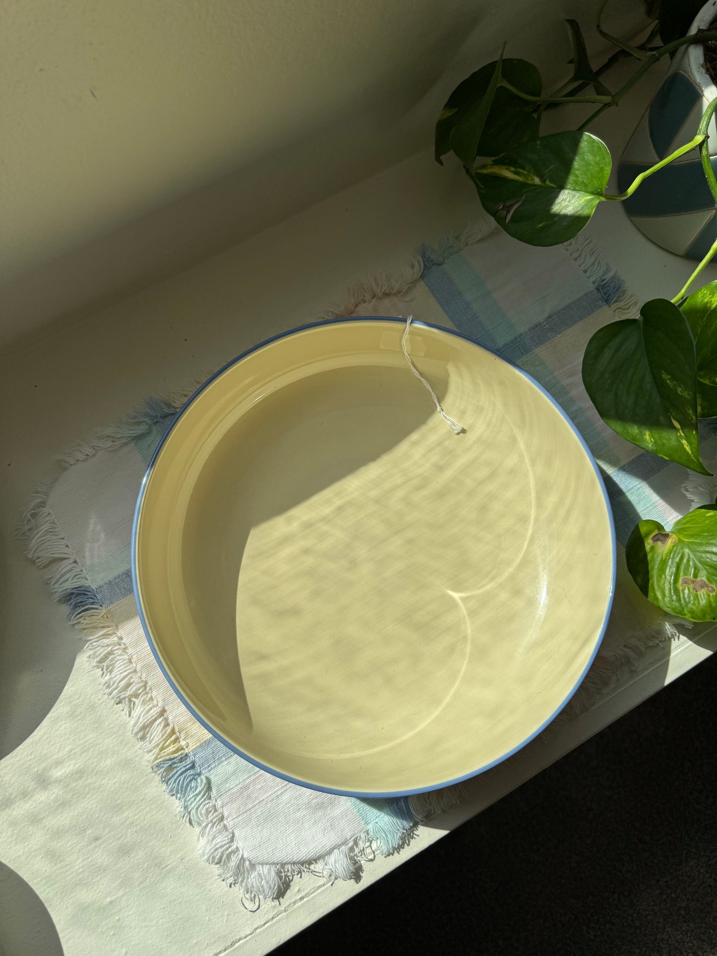 Yellow & Blue Floral Serving Bowl