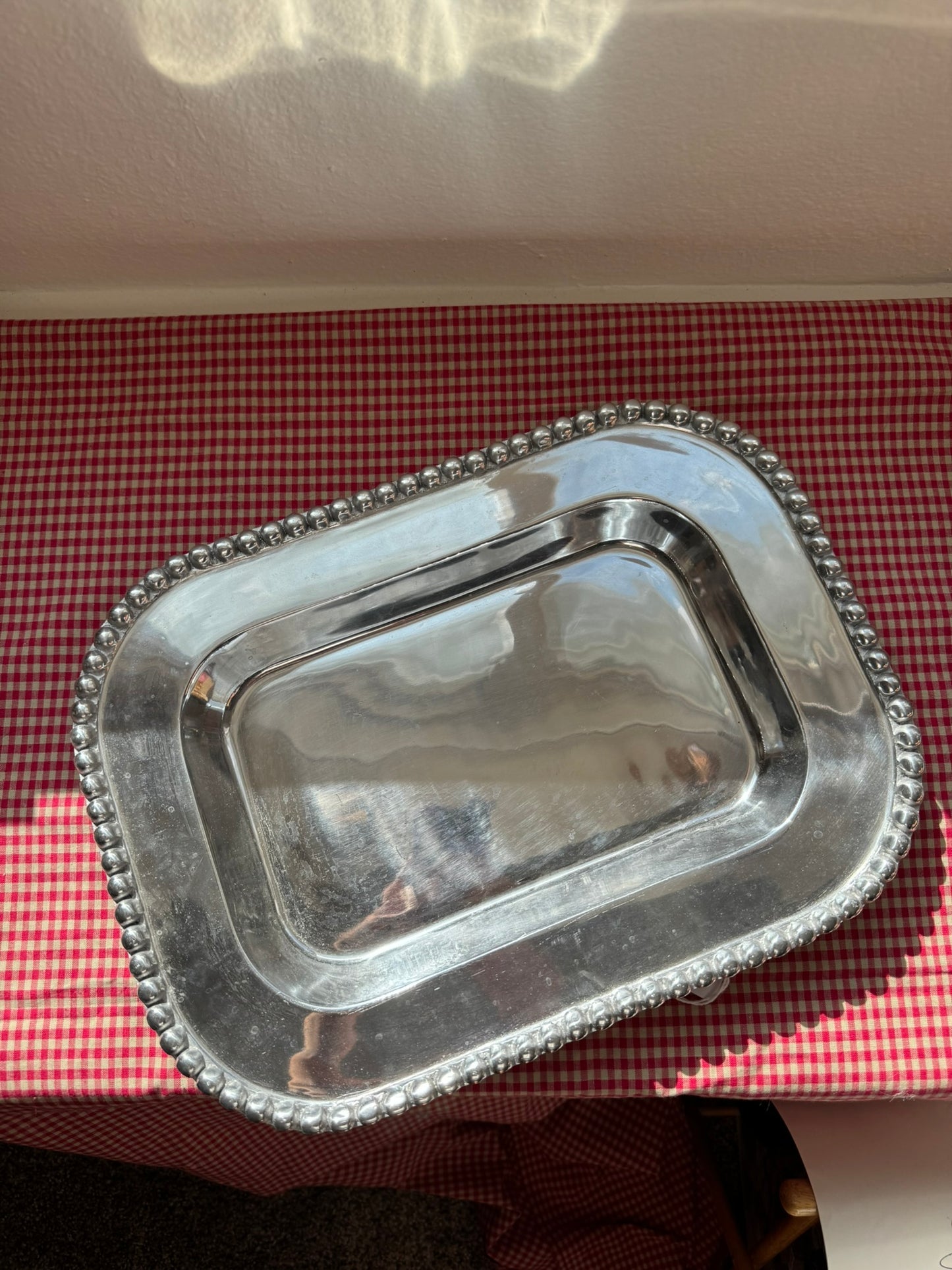 Silver Rectangle Beaded Serving Platter