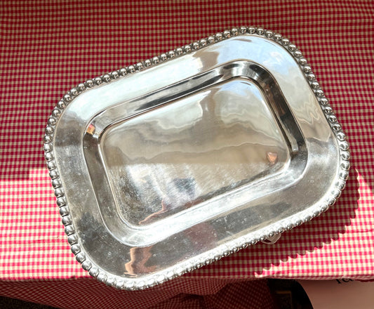 Silver Rectangle Beaded Serving Platter