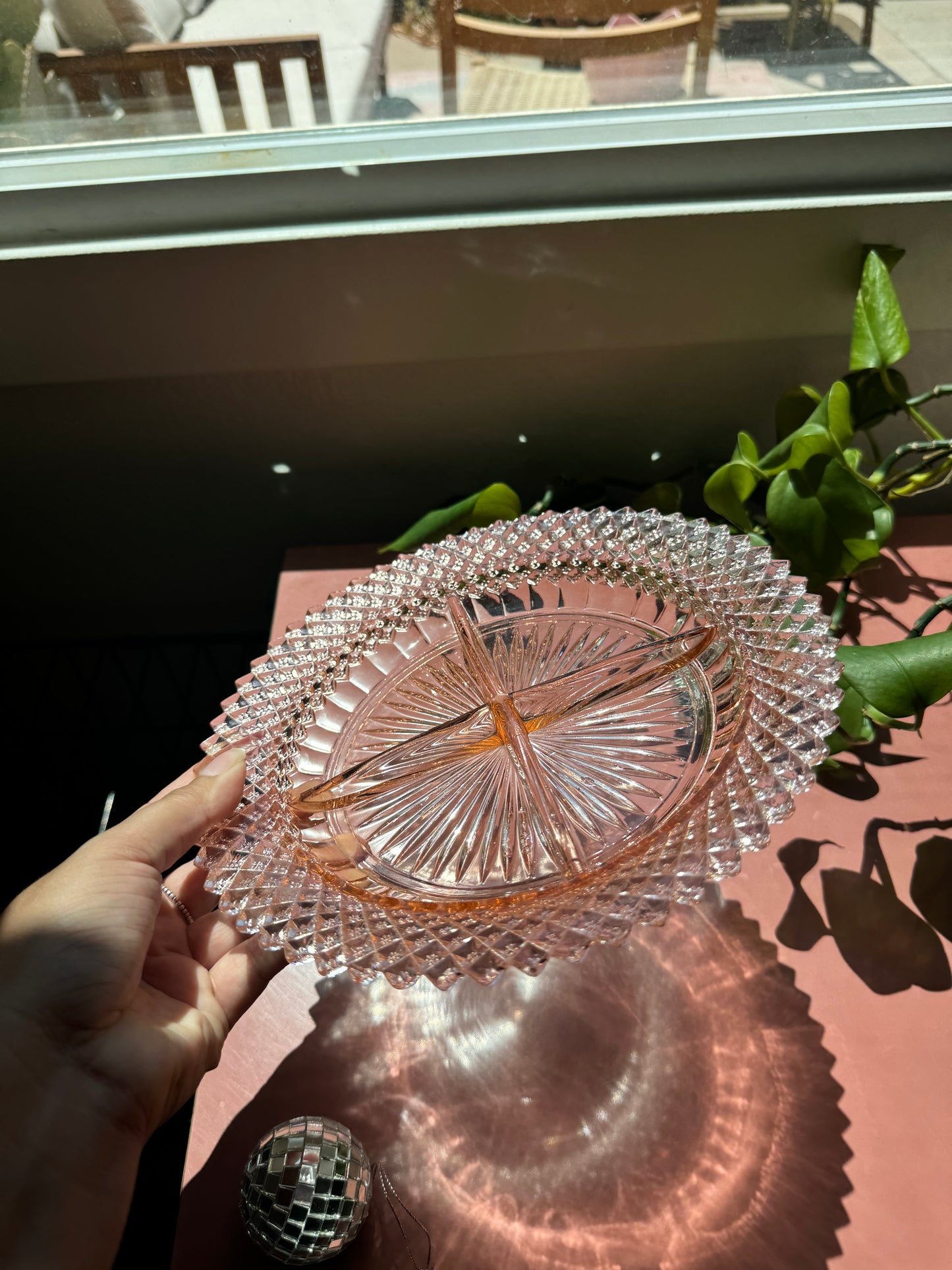 Vintage Pink Depression Glass Catch All