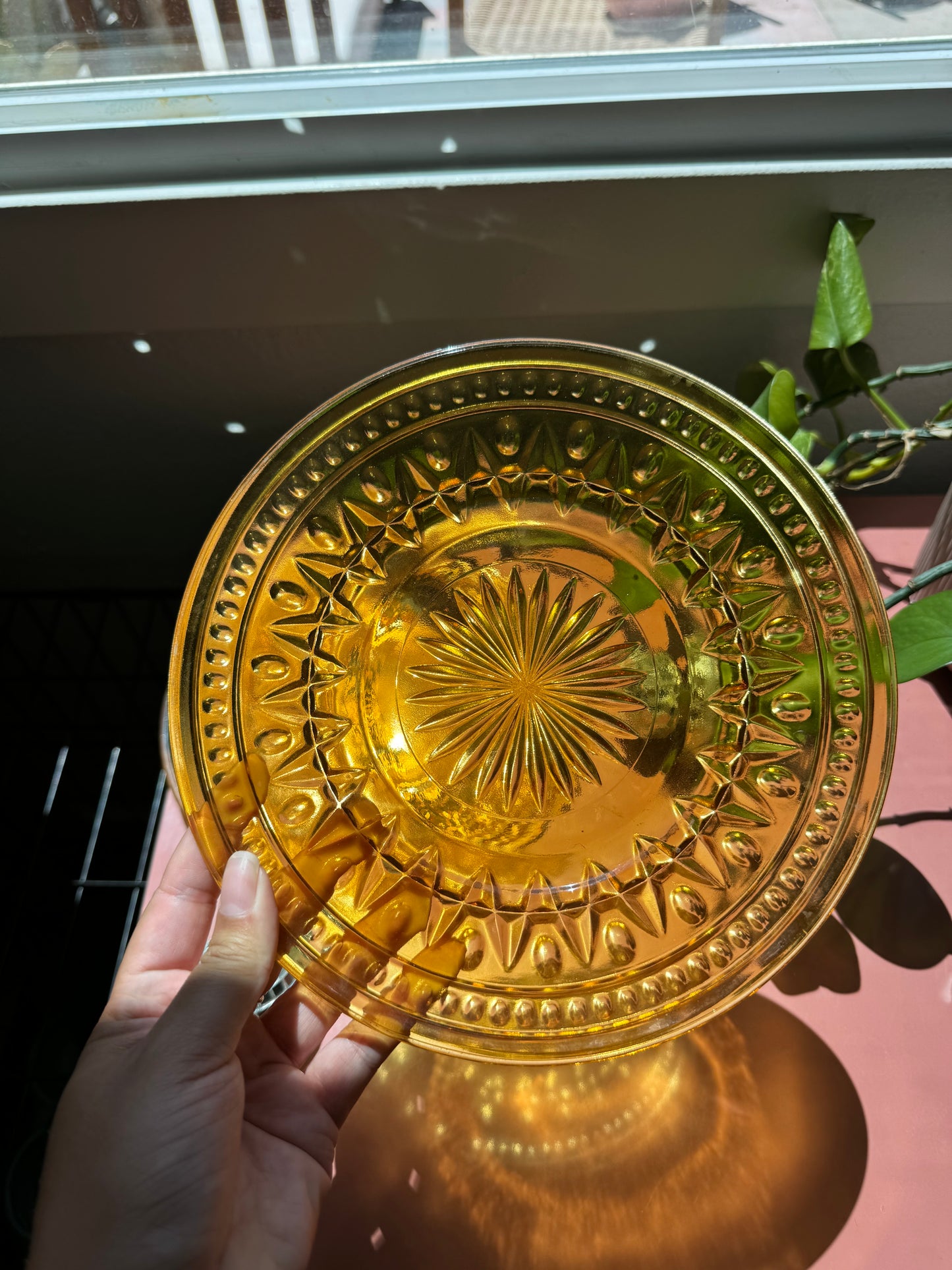 Vintage Amber Indiana Glass Plates, set of 2