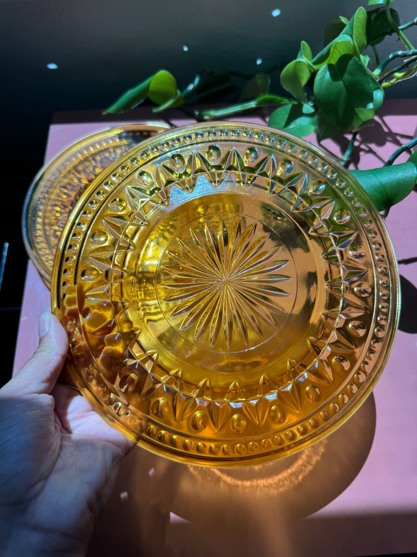 Vintage Amber Indiana Glass Plates, set of 2