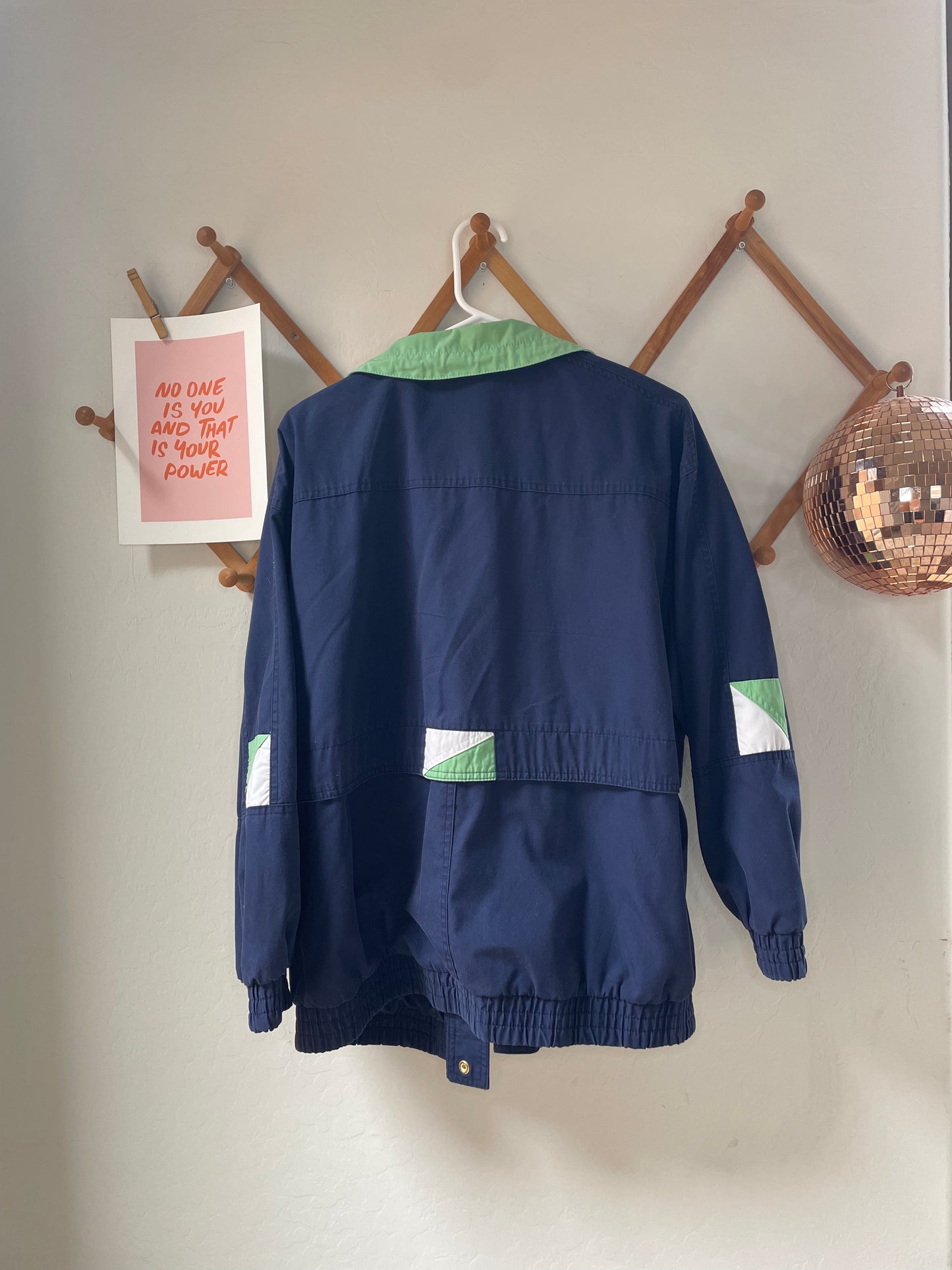 Vintage Navy & Green Windbreaker (L)