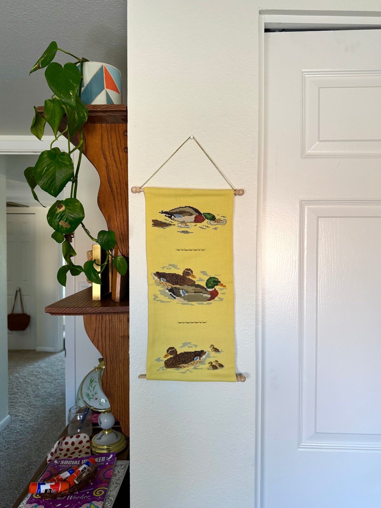 Swimming Duck Cross Stitch Hanging Art