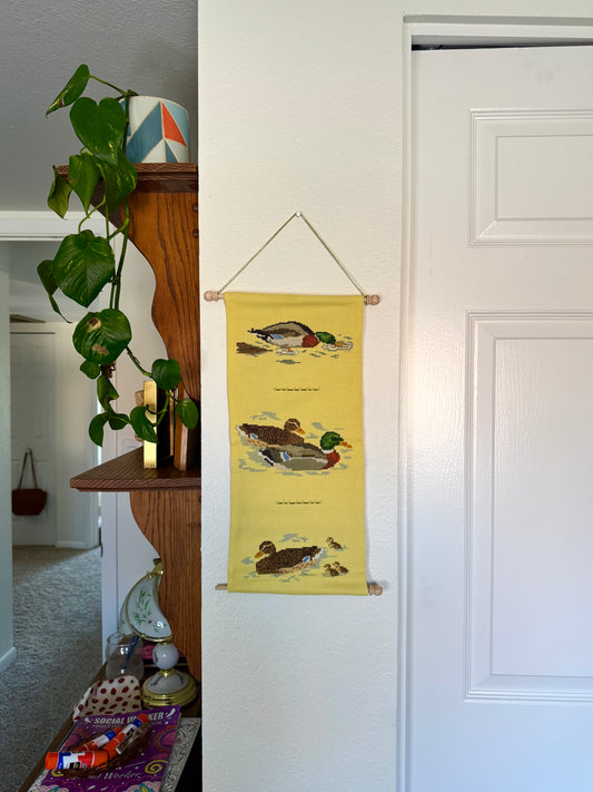 Swimming Duck Cross Stitch Hanging Art