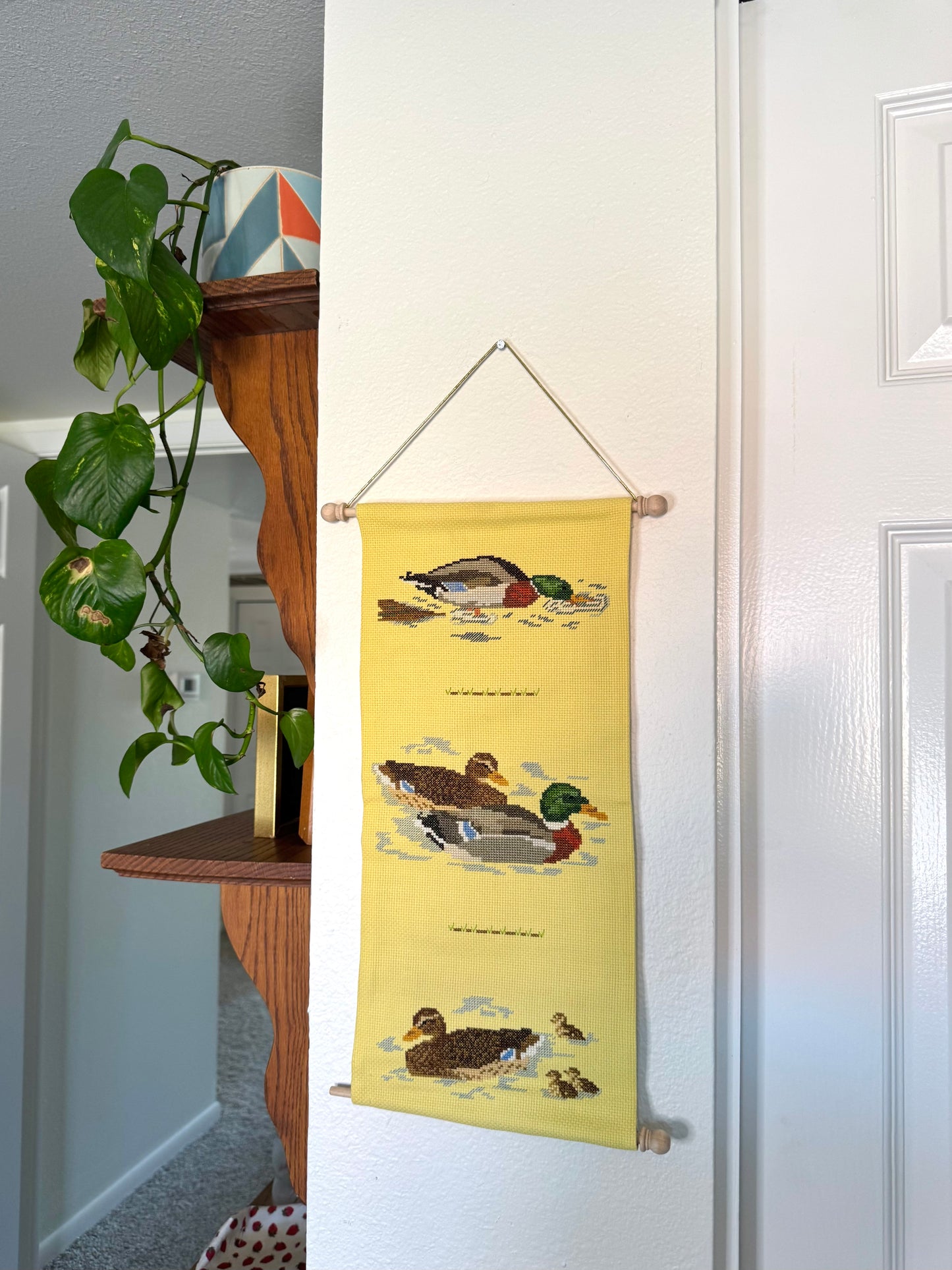 Swimming Duck Cross Stitch Hanging Art