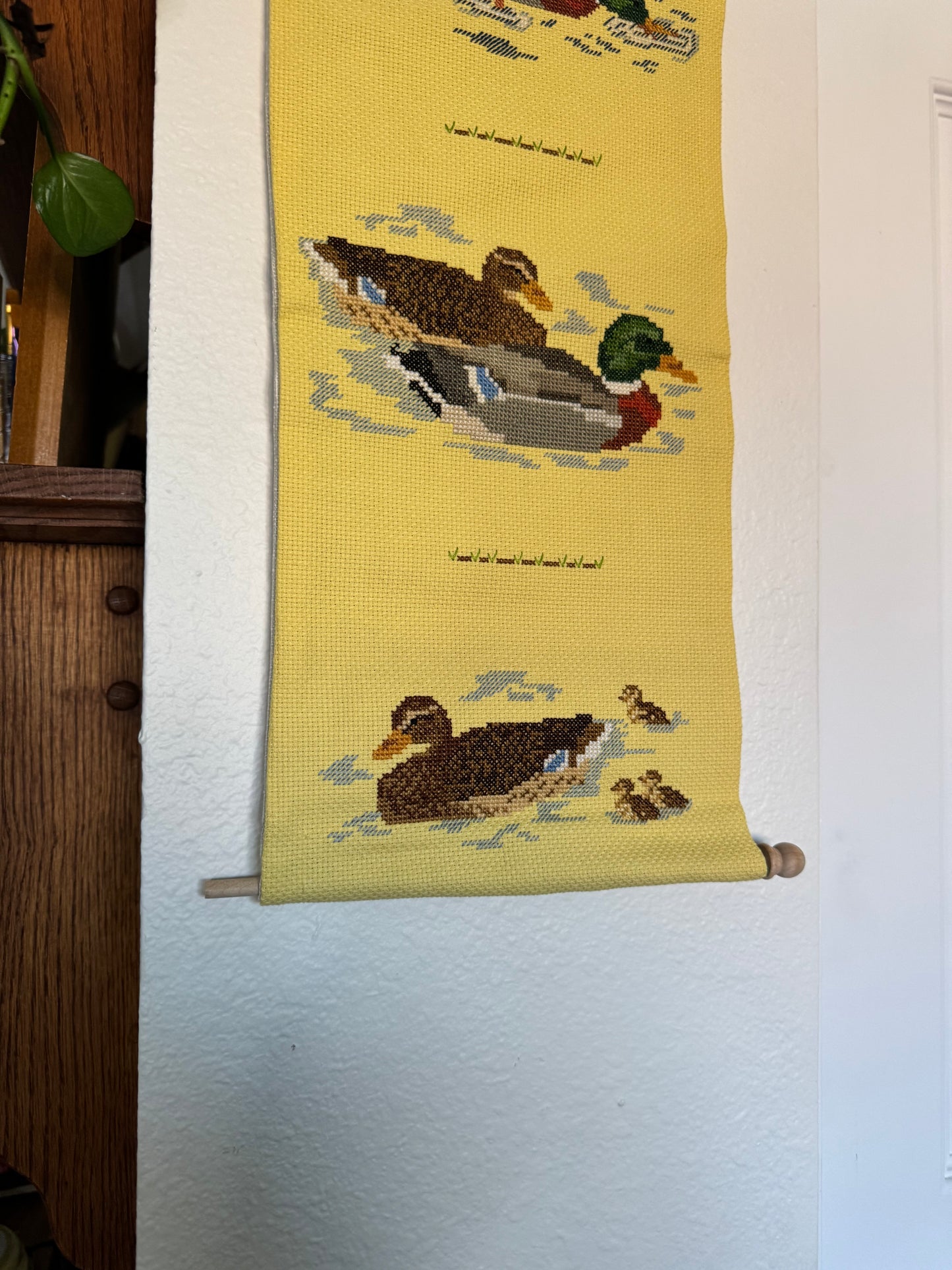 Swimming Duck Cross Stitch Hanging Art
