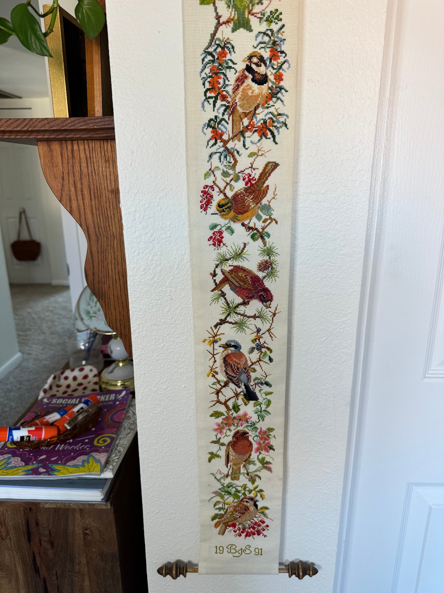 Birds on Branches Cross Stitch Art
