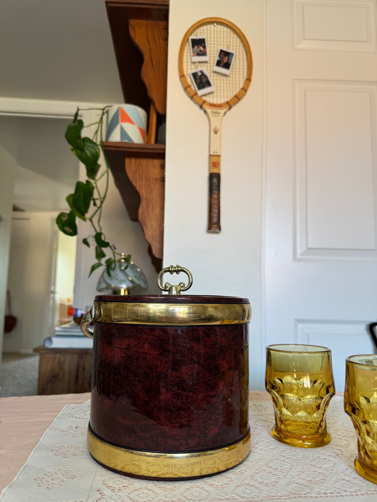 Vintage Leather Ice Bucket