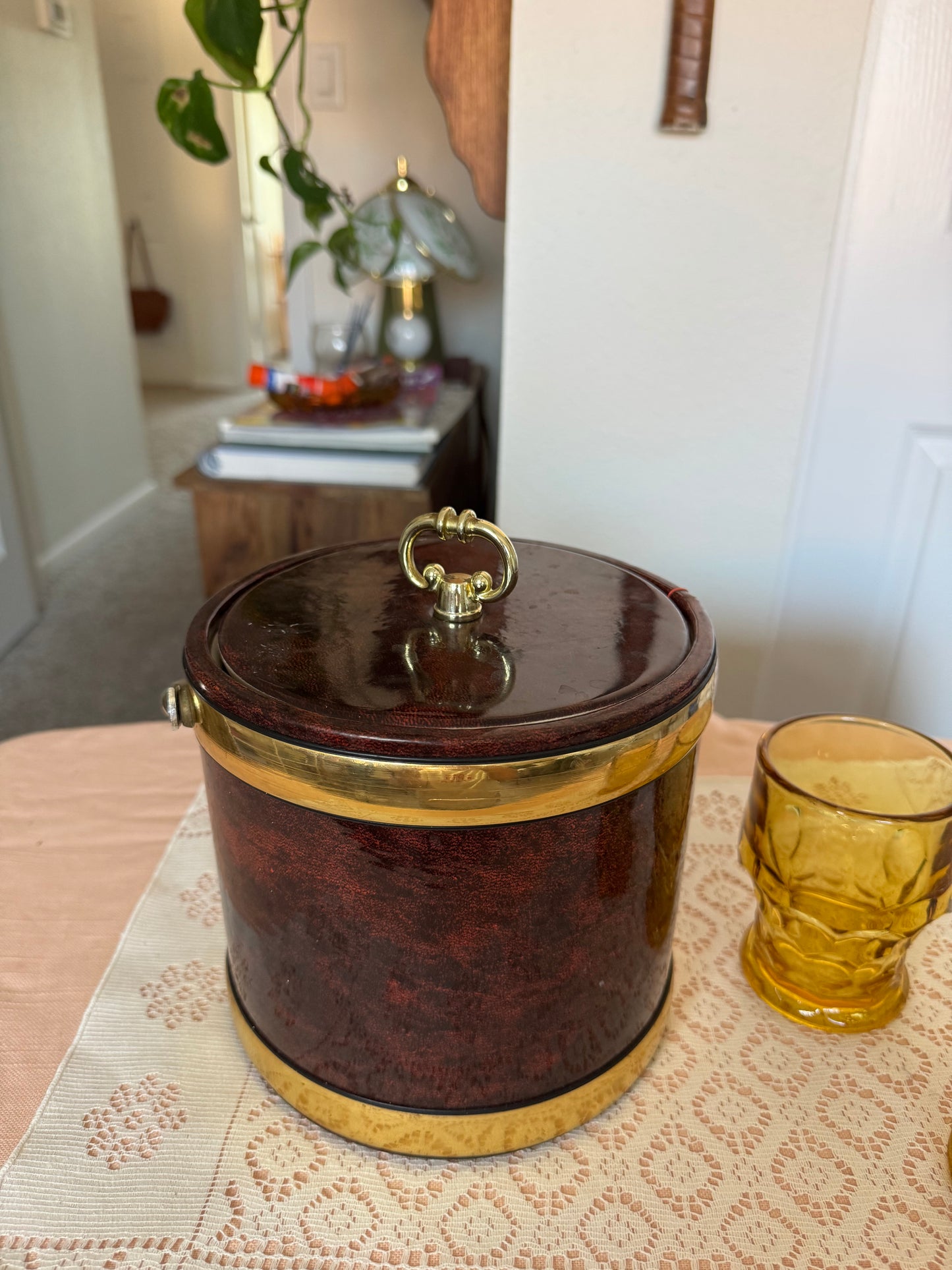 Vintage Leather Ice Bucket