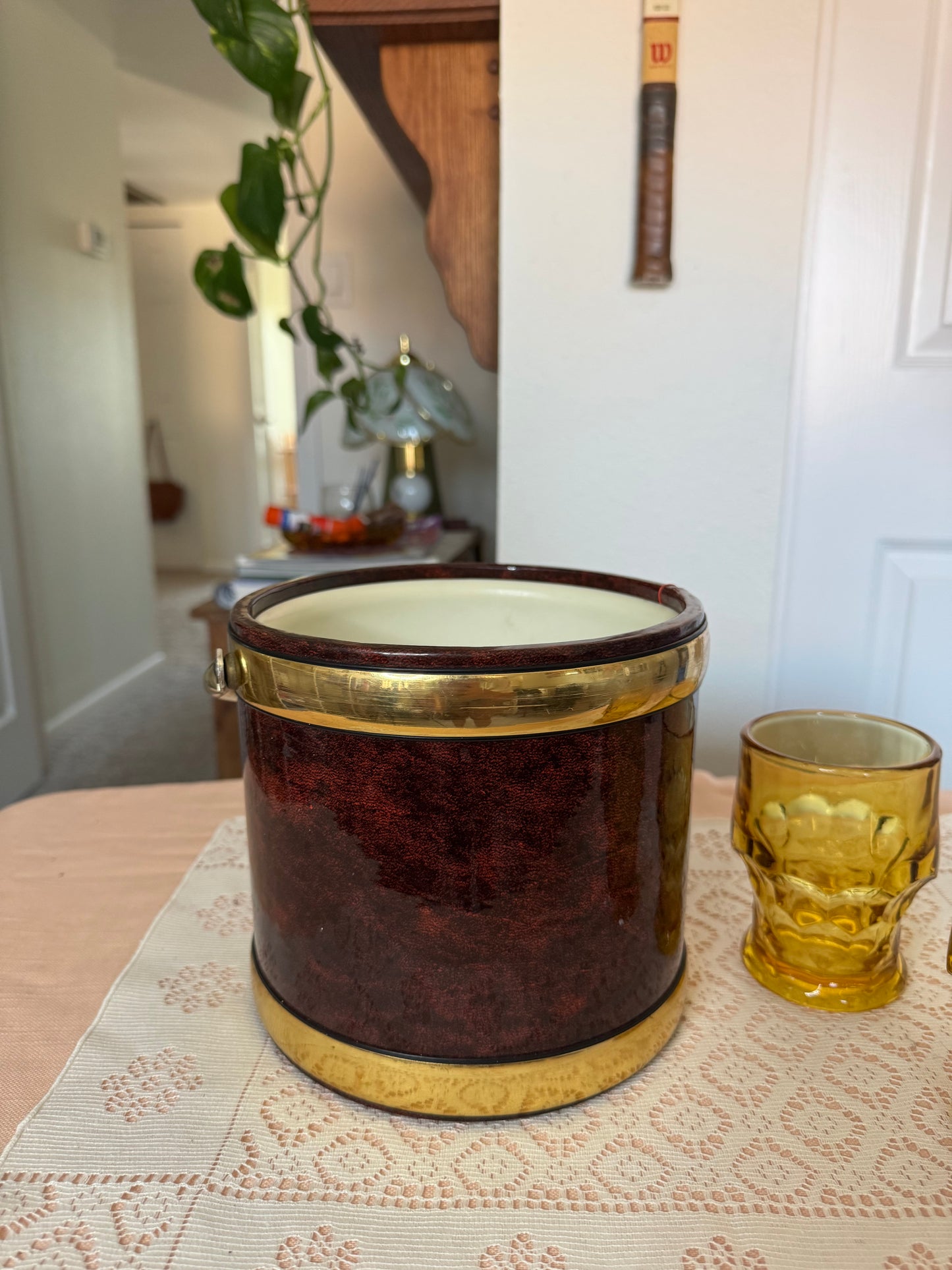 Vintage Leather Ice Bucket