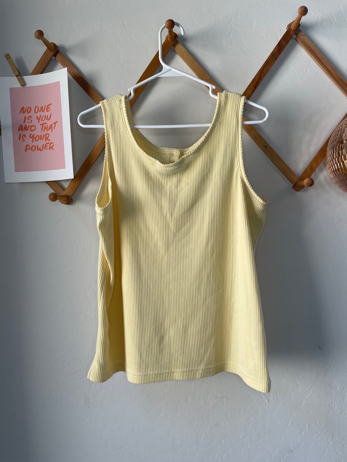 Vintage Yellow Button Up Tank Top (L)