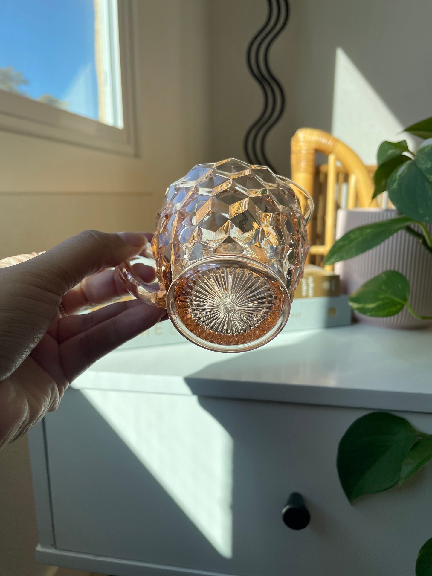 Pink Depression Glass Cream and Sugar Set