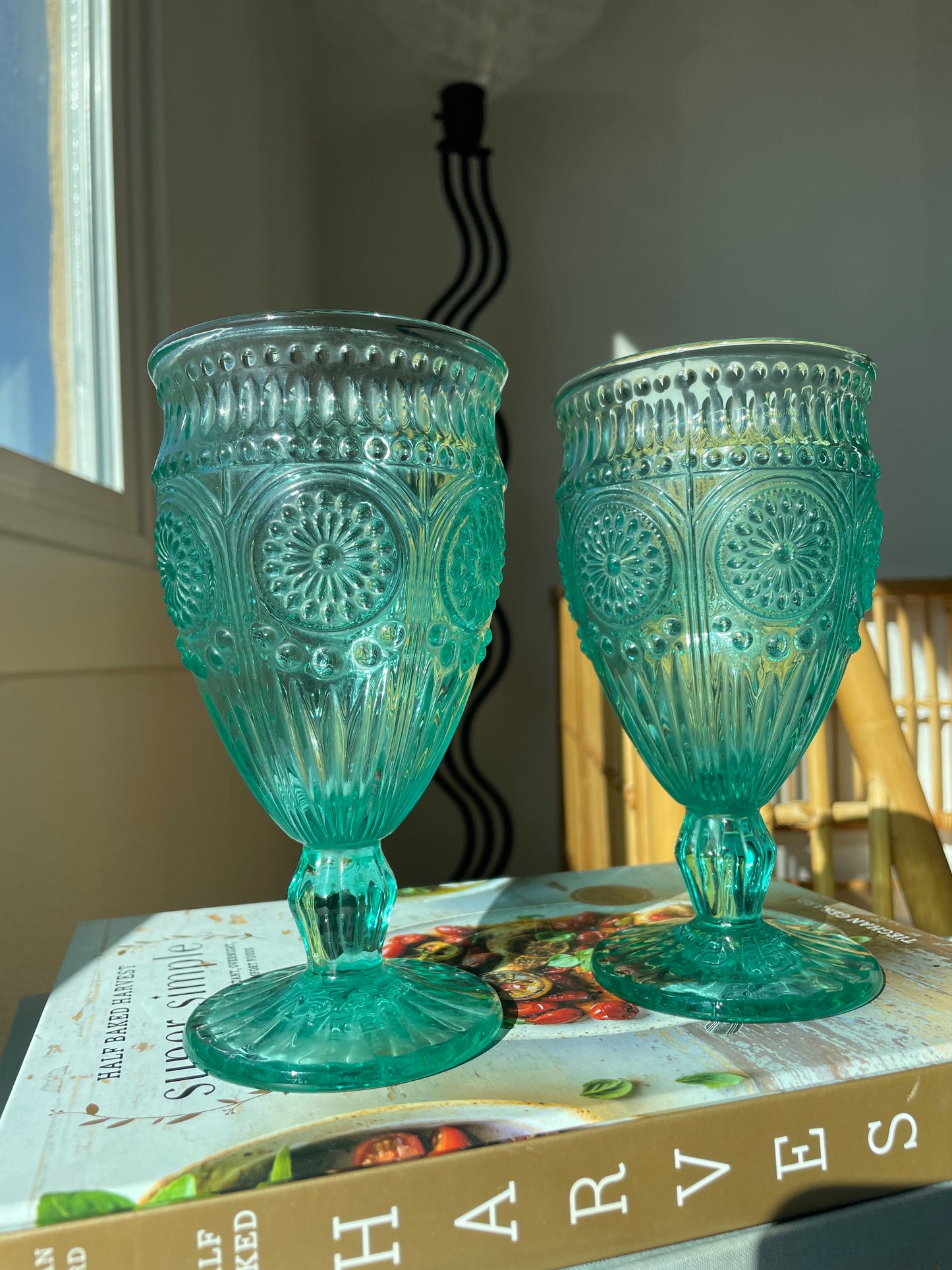 Blue Glass Goblets, Set of 2