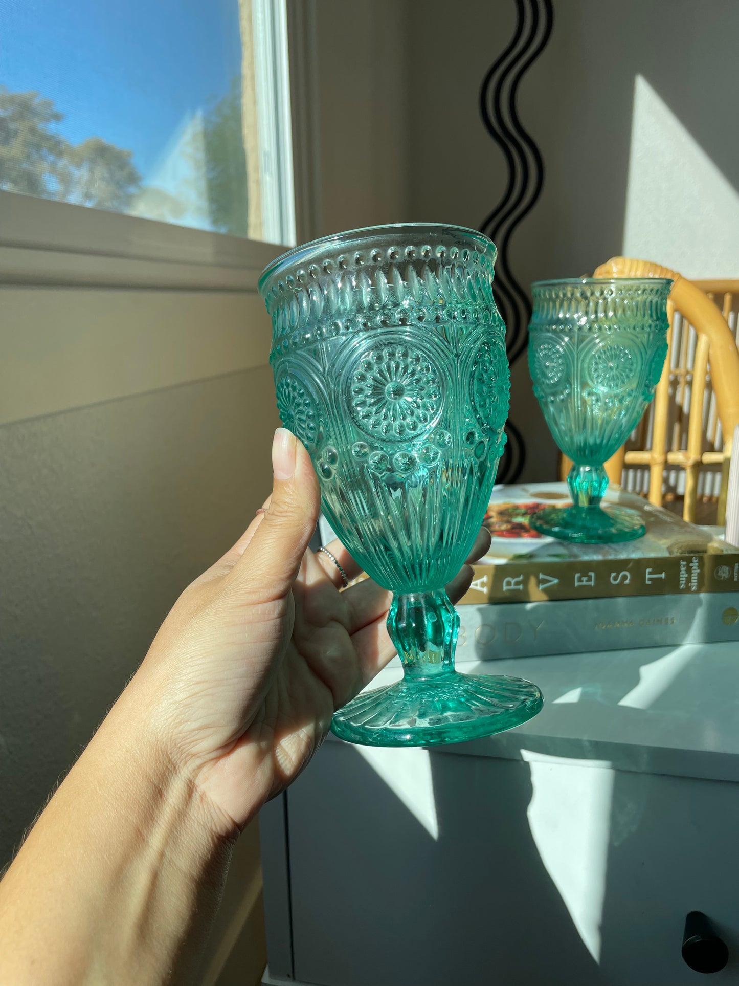 Blue Glass Goblets, Set of 2