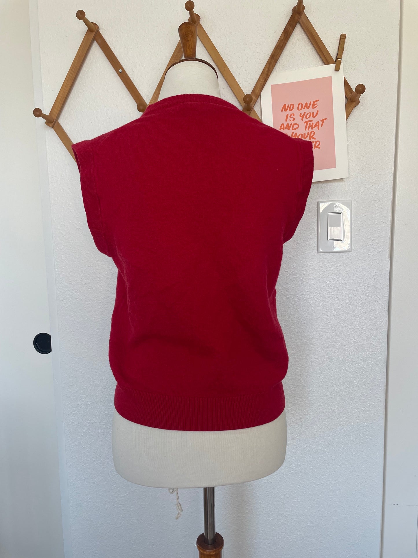 Red Merino Wool Sweater Vest (L)