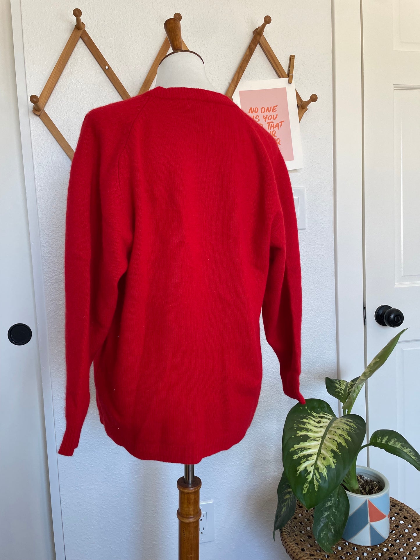 Vintage Red Lambswool Cardigan (S)