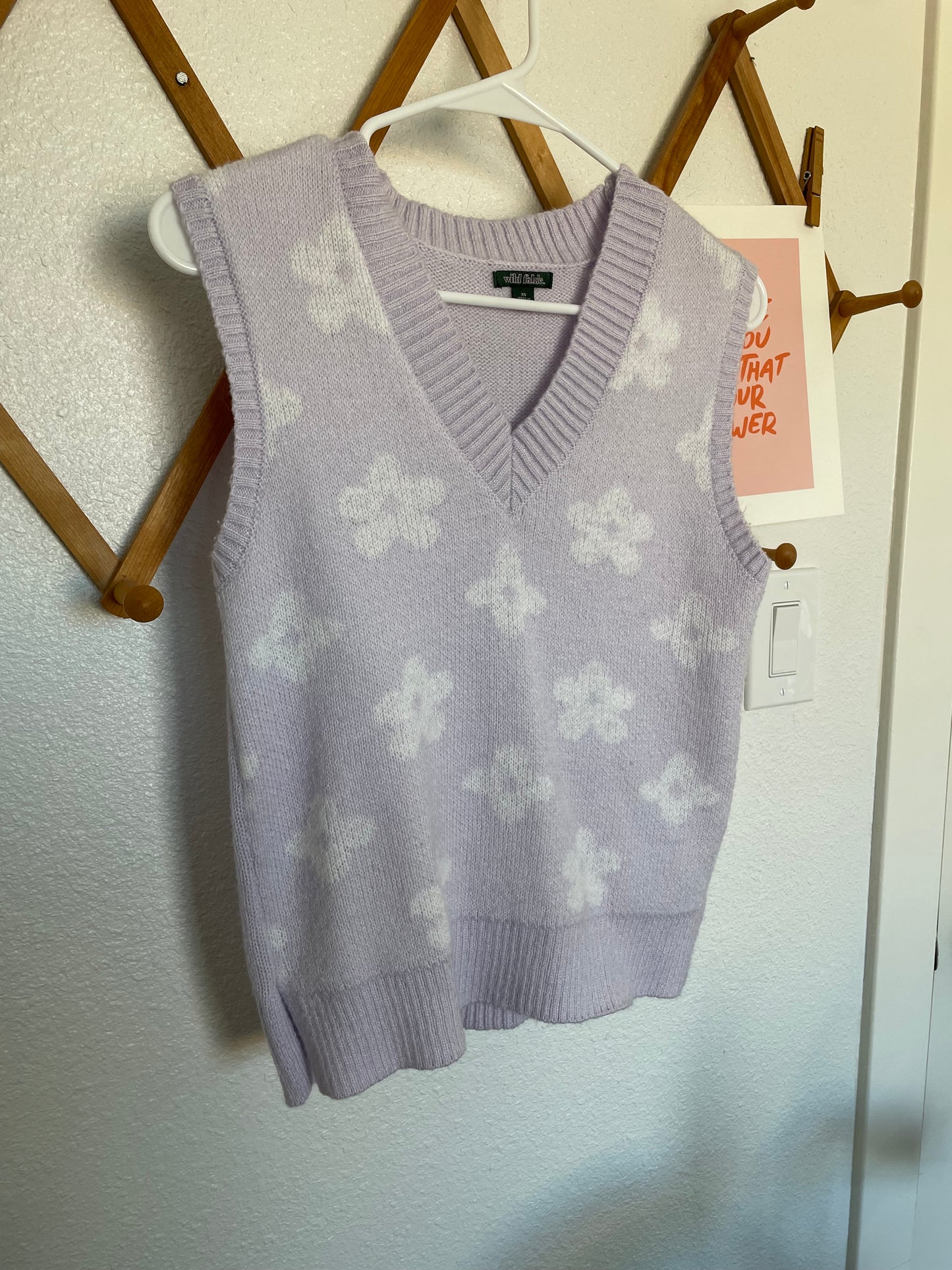 Lilac Floral Sweater Vest (XS)