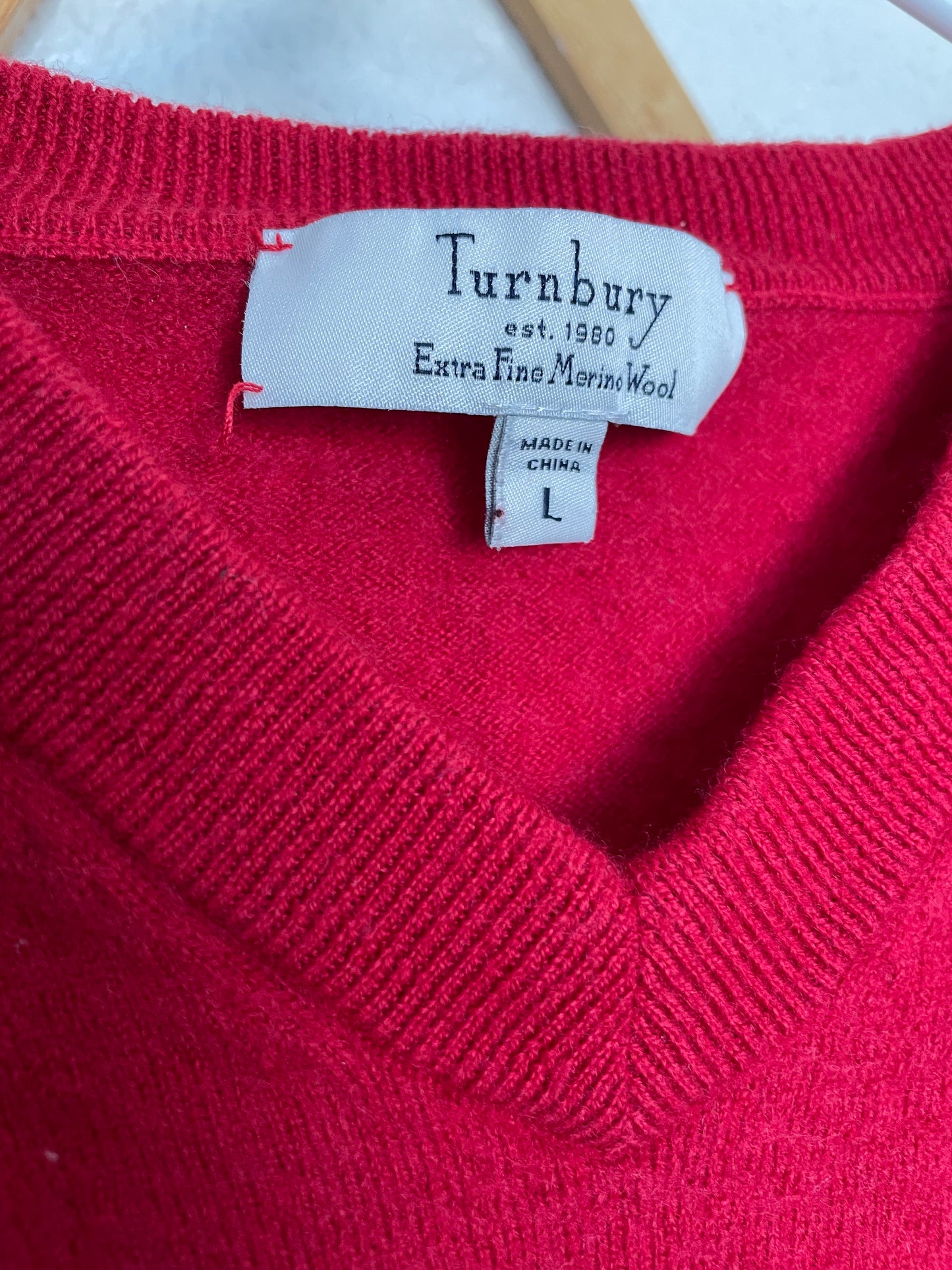 Red Merino Wool Sweater Vest (L)