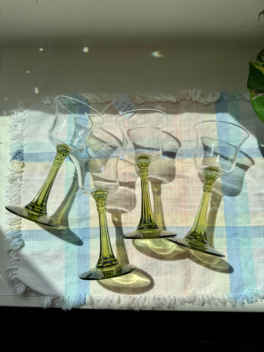 Vintage PartyLite Radiant Glow Green Stemmed Candle Holders