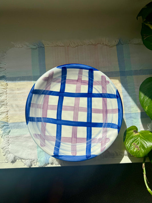 Gibson Purple & Blue Basket Weave Plates, Set of 6
