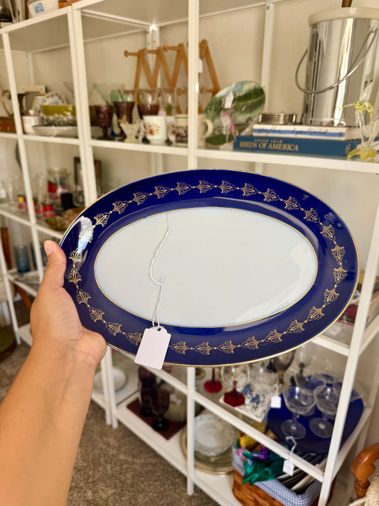 Royal Tettau Blue & Gold Serving Platters (two sizes)