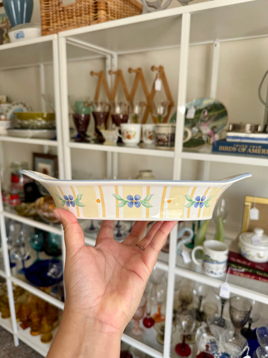 Yellow & Blue Floral Baking Dish