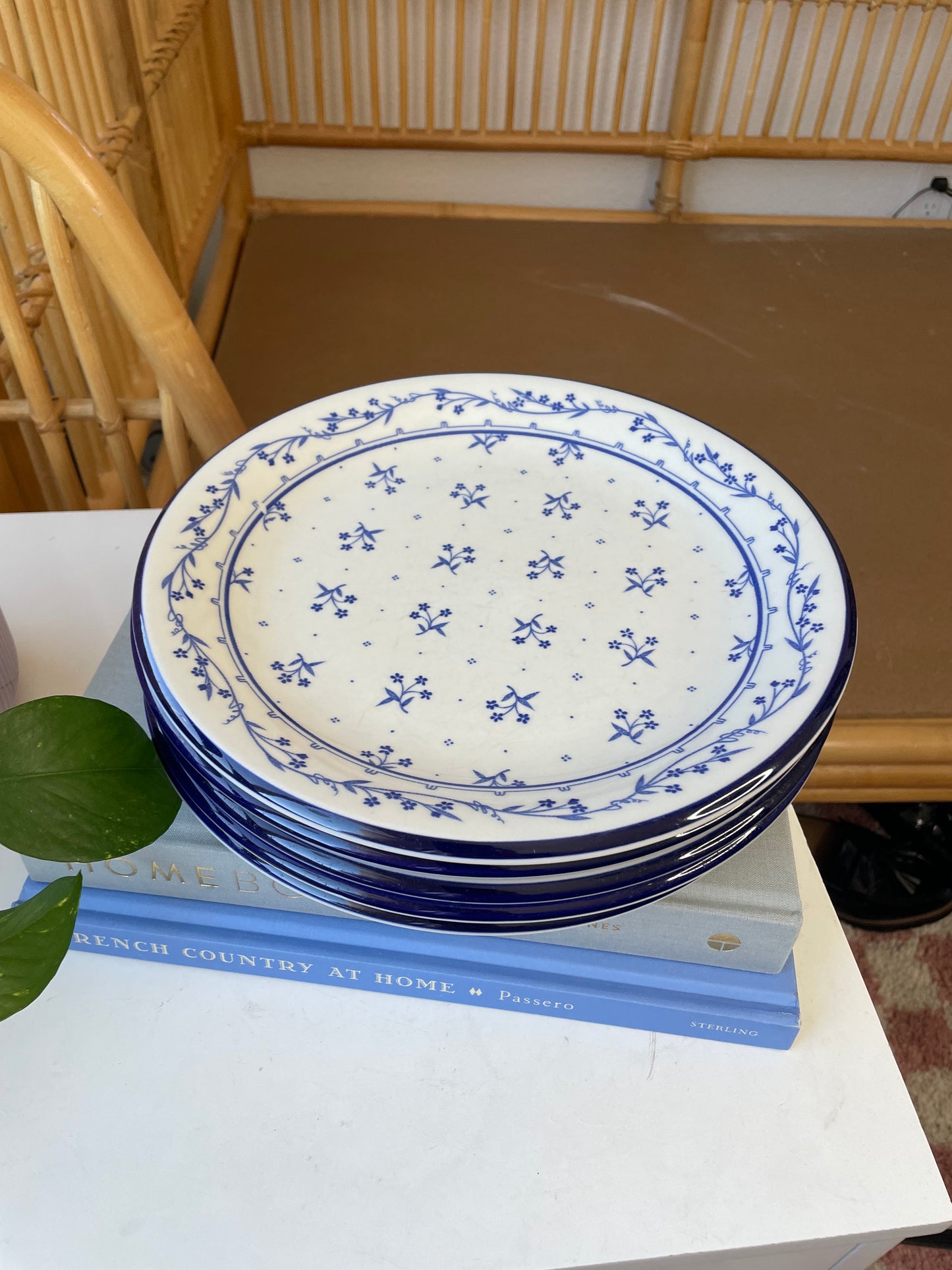 Set of 5 Blue & White Bouquet Blue Small Plates