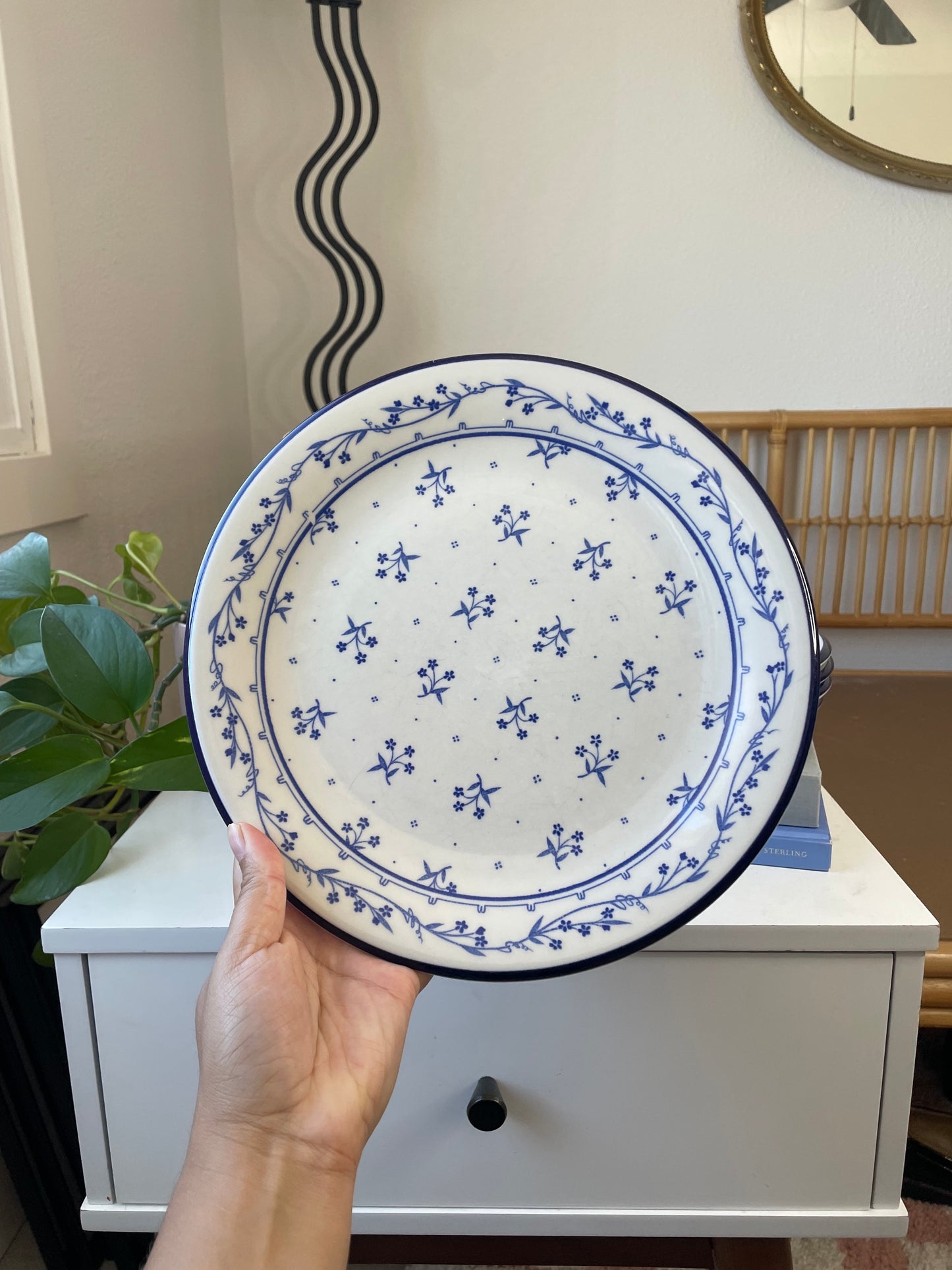 Set of 5 Blue & White Bouquet Blue Large Plates