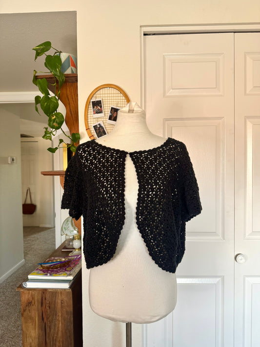 Vintage Black Crochet Cardigan (4X)