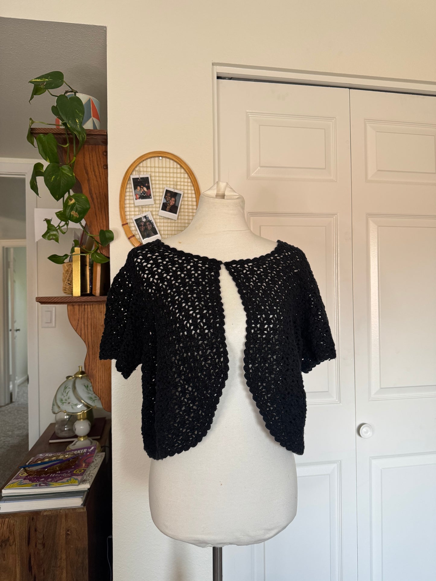 Vintage Black Crochet Cardigan (4X)