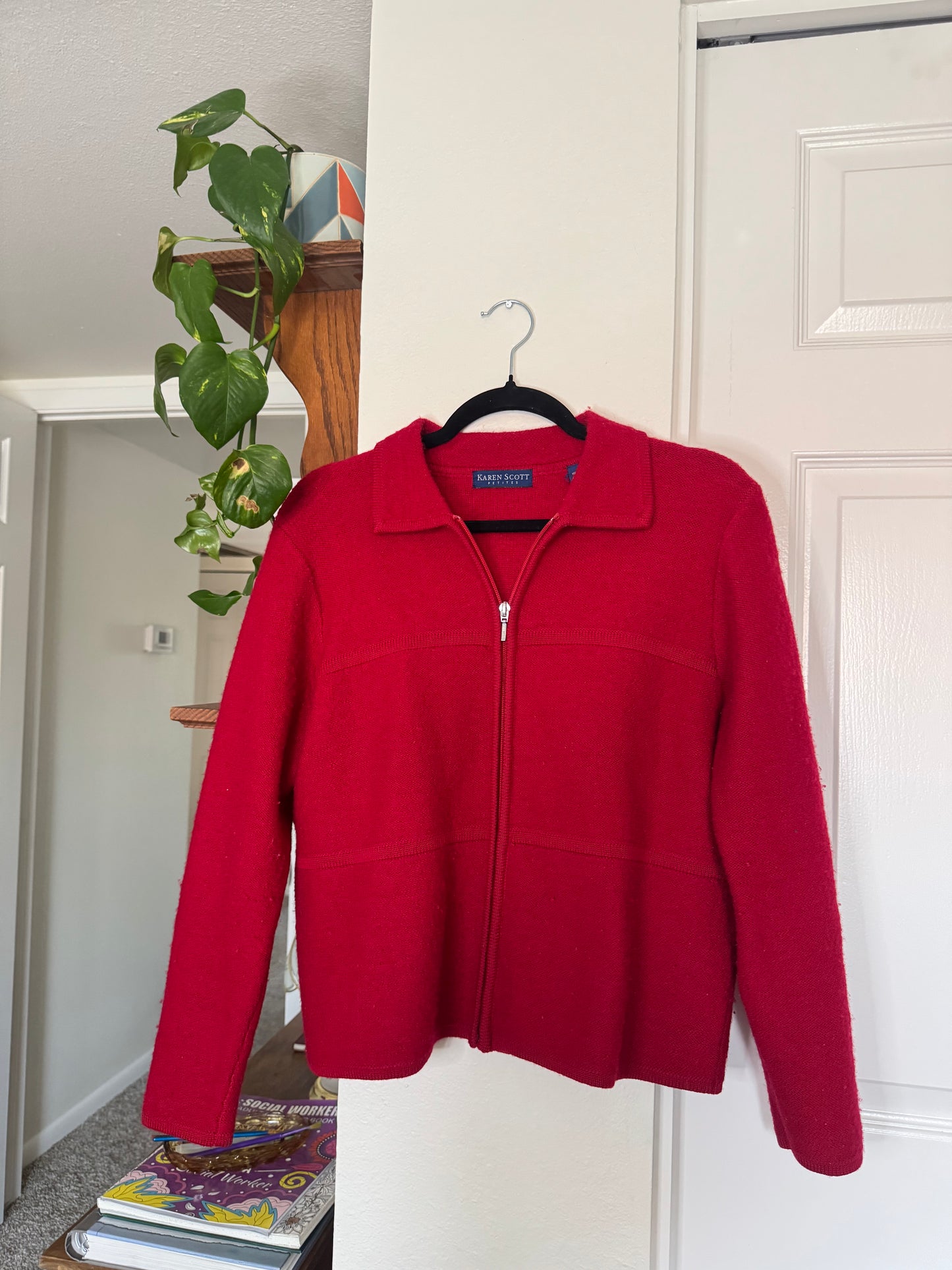 Red Wool Zip Up Sweater (PL)