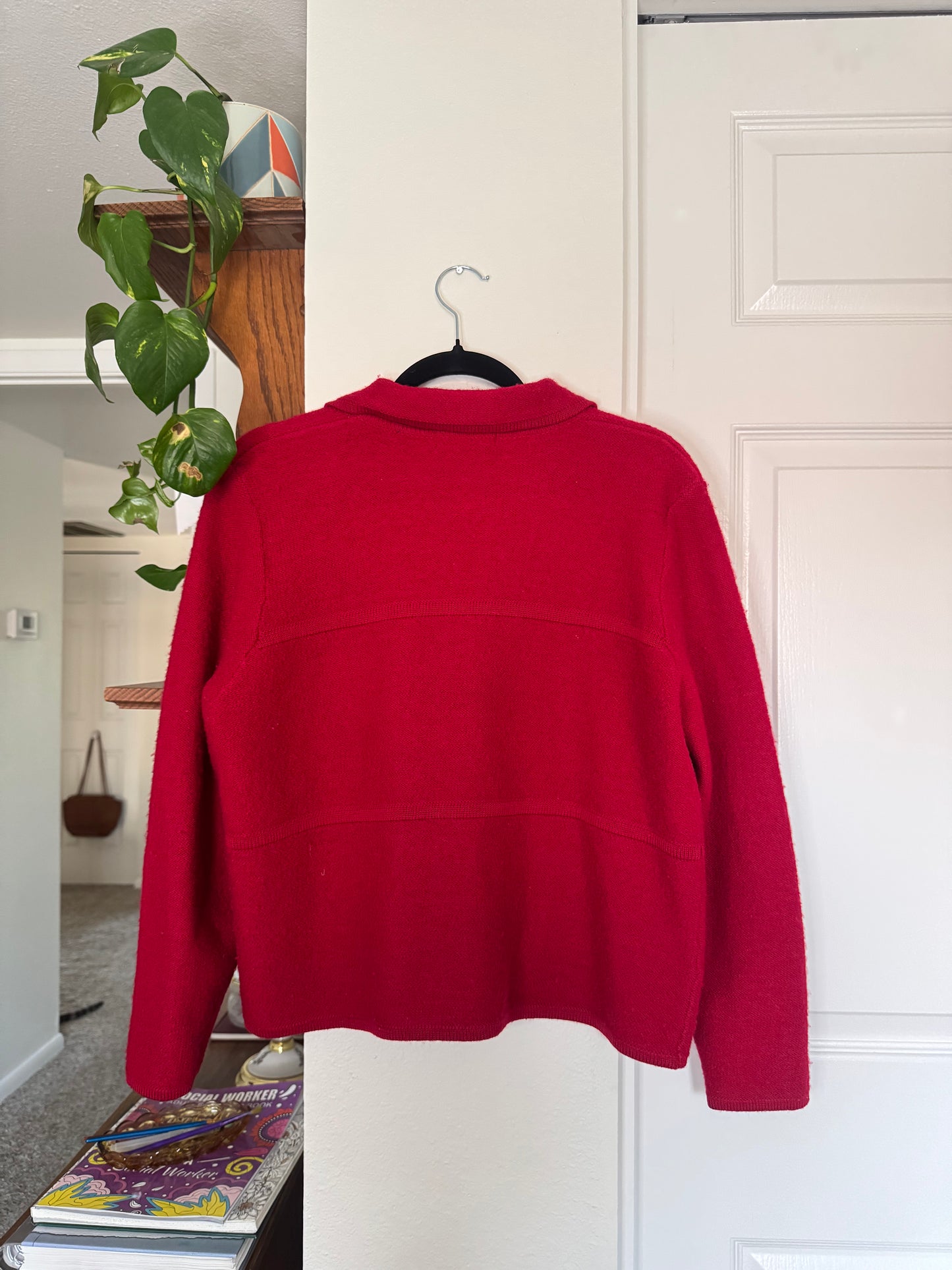 Red Wool Zip Up Sweater (PL)