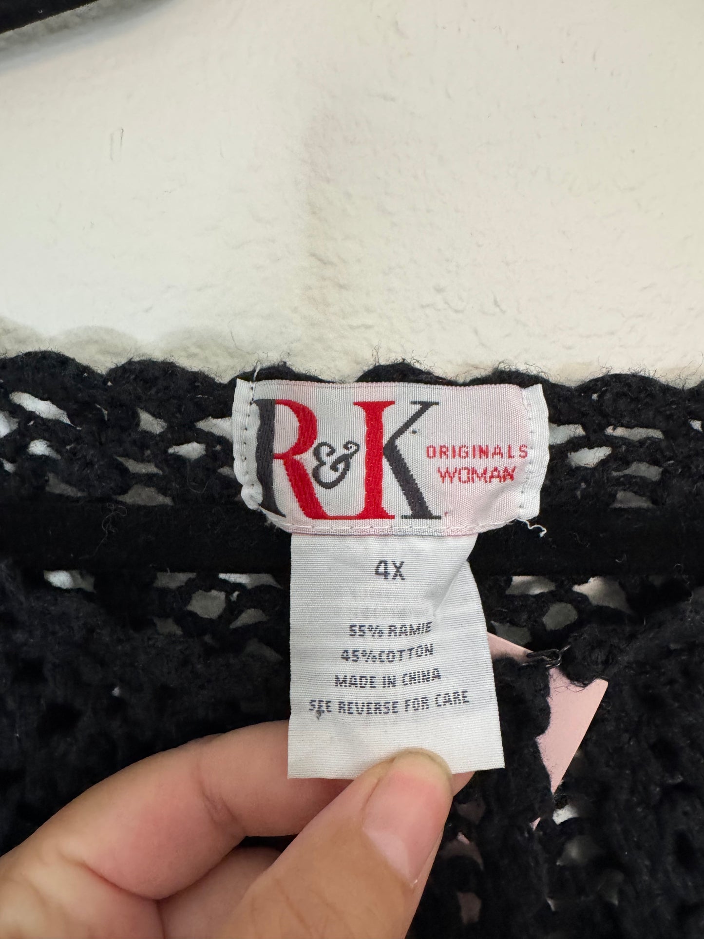 Vintage Black Crochet Cardigan (4X)
