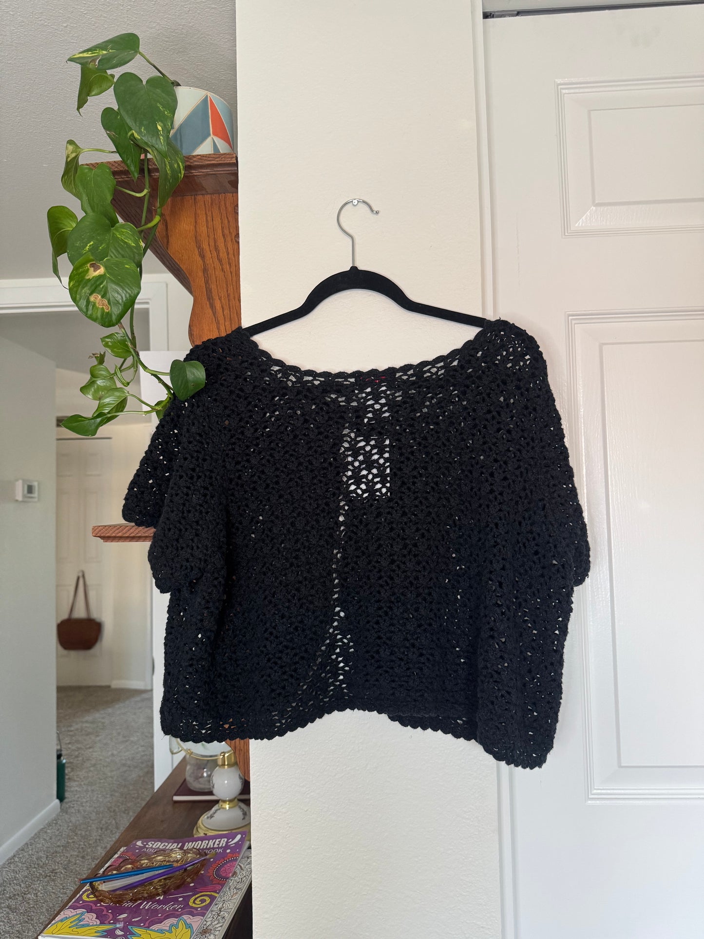 Vintage Black Crochet Cardigan (4X)