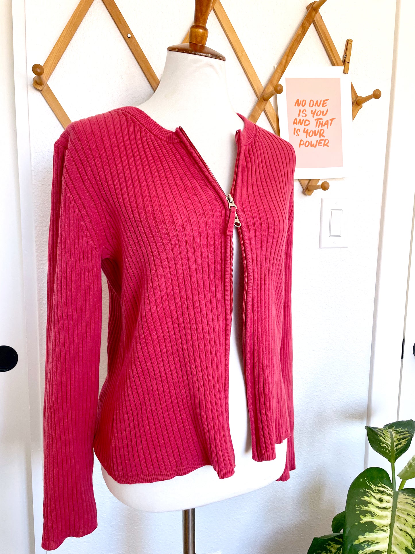 Pink Double Zip Sweater (M)