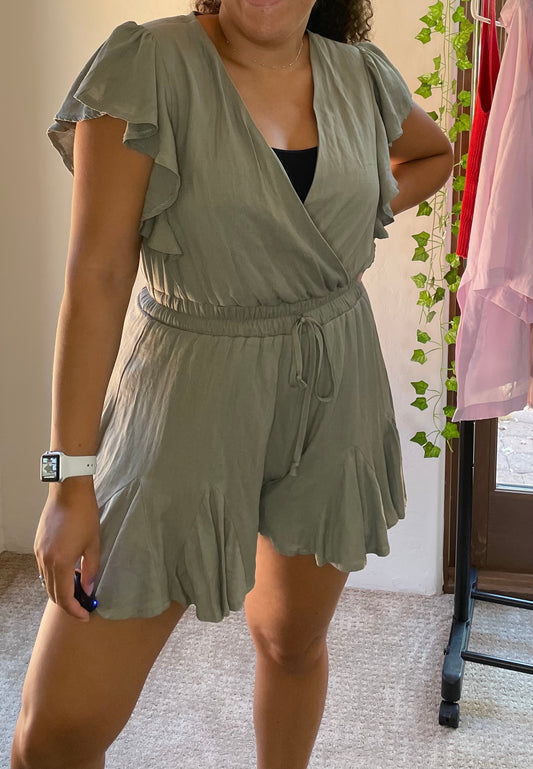 Green Ruffle Romper (M)