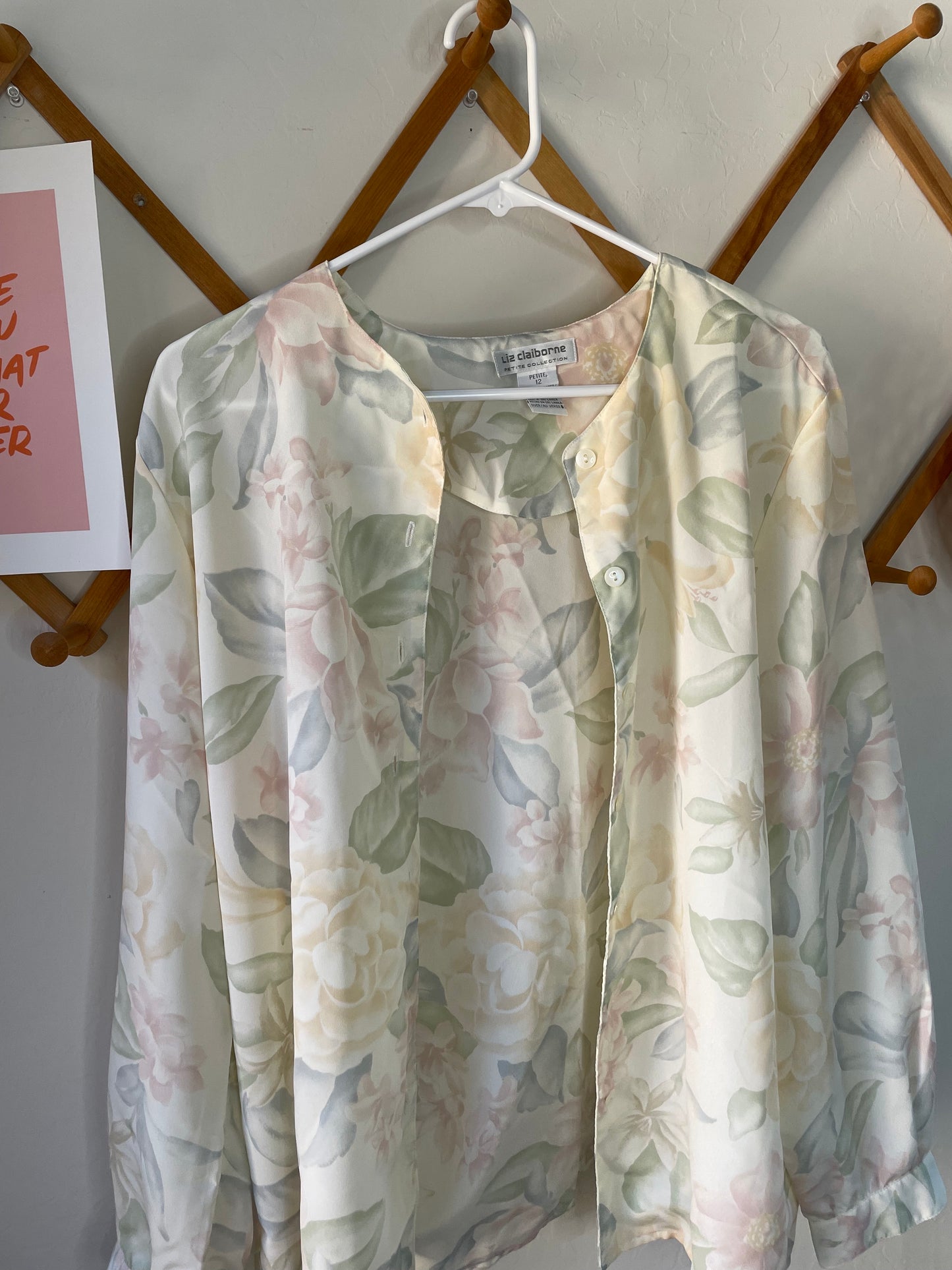 Vintage Sheer Floral Button-Up (L)