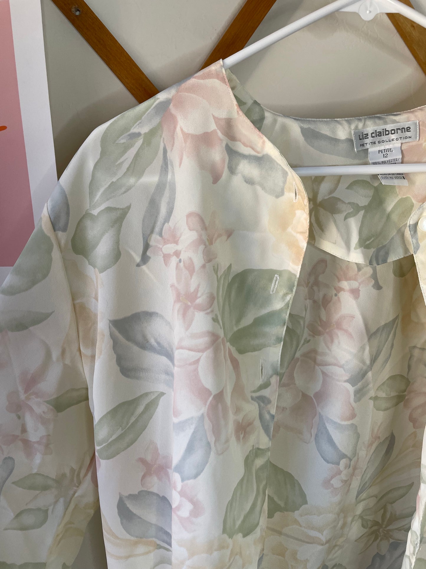 Vintage Sheer Floral Button-Up (L)