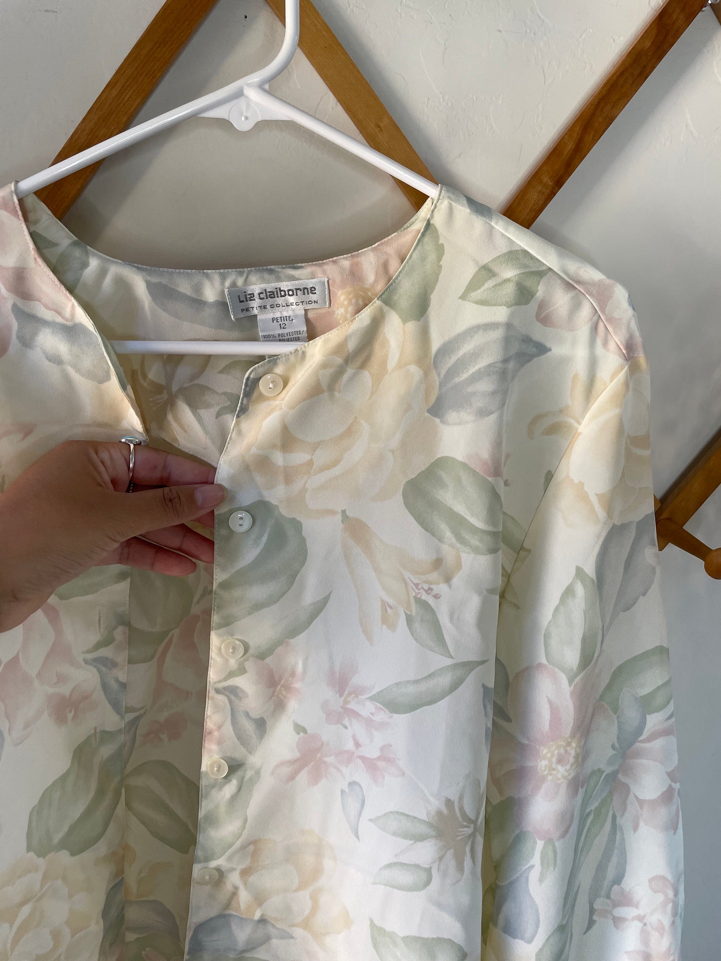 Vintage Sheer Floral Button-Up (L)