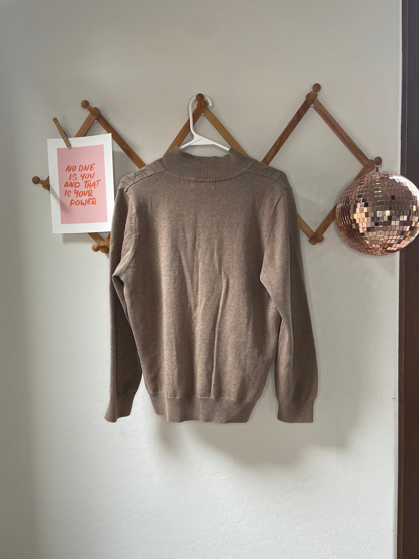 Brown Cable Knit Quarter Zip (L)